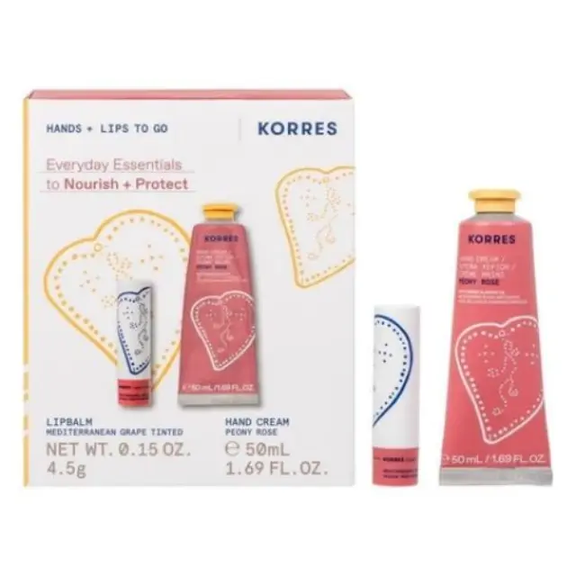 Korres Set Peony Rose Κρέμα Χεριών, 50ml + Lipbalm με άρωμα Σταφύλι, 4.5g 2