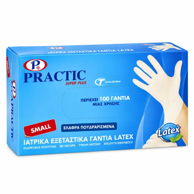 Practic Super Plus Γάντια Νιτριλίου Με Πούδρα σε Λευκό Χρώμα 100τμχ (SMALL)