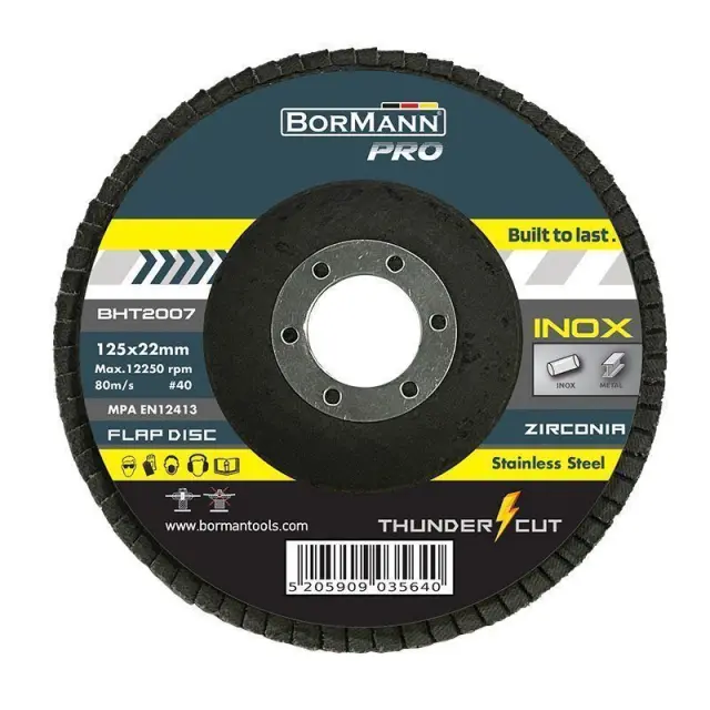 Bormann Pro BHT2007 - Δίσκος Λείανσης ''THUNDER-CUT" Inox με Φυλλαράκια Φ125x22 #40 (035640)
