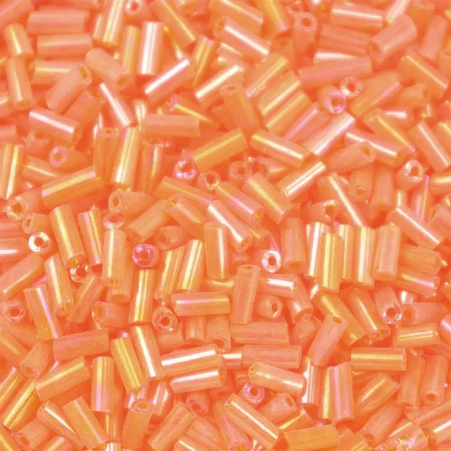 Χάντρα Glass Bugles Transparent Rainbow Orange 5mm - 25gr