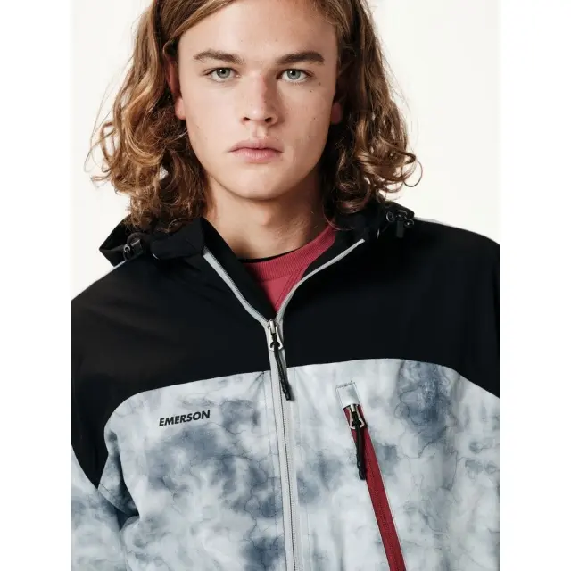 Emerson Men's Ribbed Jacket with Hood (202.EM10.127-GREY-BLACK) - MULTI-COLOR 2
