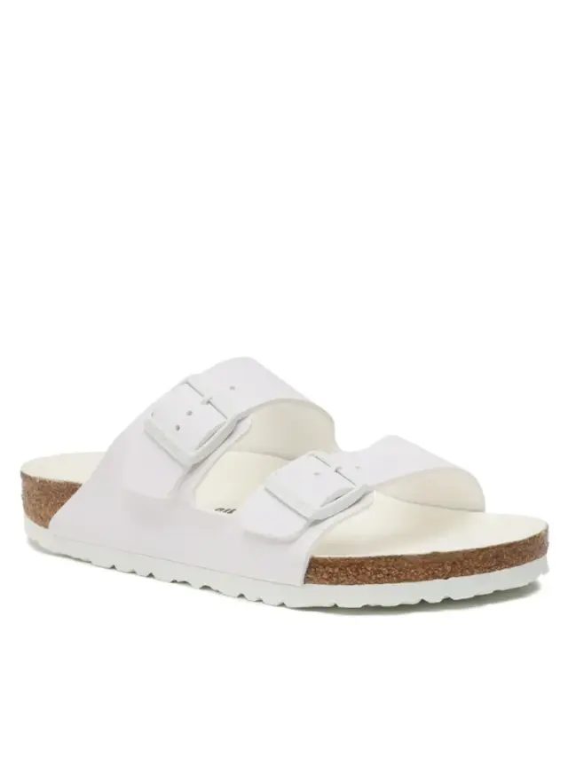 Birkenstock Πέδιλα Unisex Birko-Flor(ανθεκτικό υλικό της Birkenstock-επιτρέπει την επαφή με το νερό) Άσπρο BIR/ARIZONA TRIPLES 1019061 WHITE 2