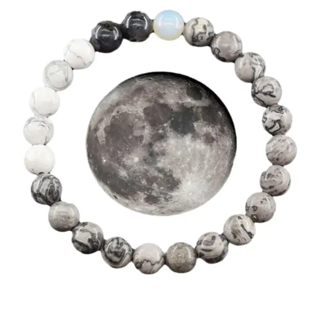 Gray Moon Ελαστικό Βραχιόλι με Χάντρες
