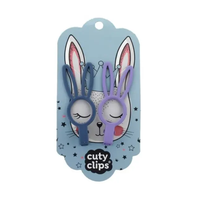 Cuty Clips Bunny Eyes Παιδικά Κοκαλάκια με Τσιμπιδάκι 2Τεμ. No12 - Μπλε & Μωβ