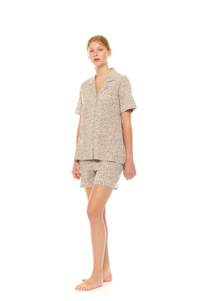 S1465 - Type - PYJAMA BUTTONED SHORTS MINT LEOPARD 3