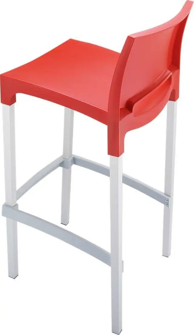 Σκαμπό Bar Στοιβαζόμενο GIO Κόκκινο PP/Αλουμίνιο 39x45x96cm 2