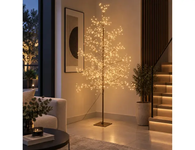 Διακοσμητικό δέντρο με 1635 φωτάκια LED, Χρονοδιακόπτη, Dimmer και ύψος 210cm - Θερμό Λευκό AX5393820