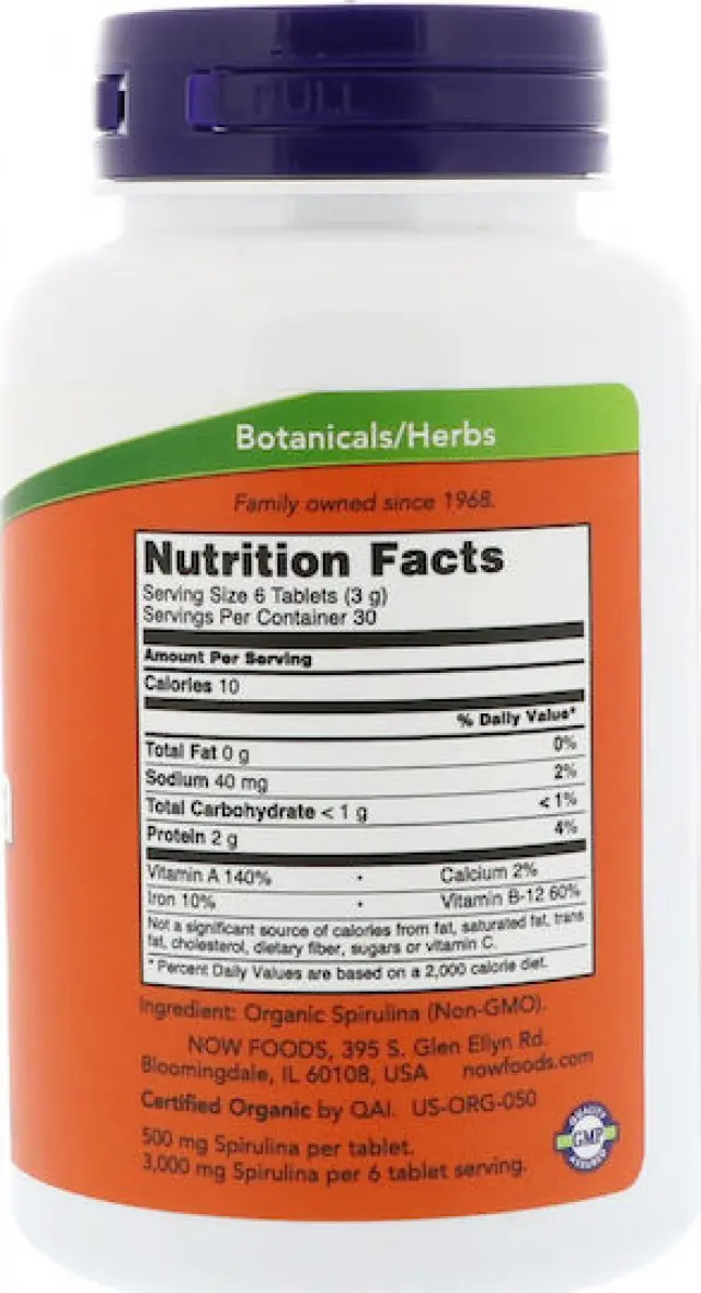 Now Foods Spirulina Certified 500mg 100 tabs (733739026965) 2
