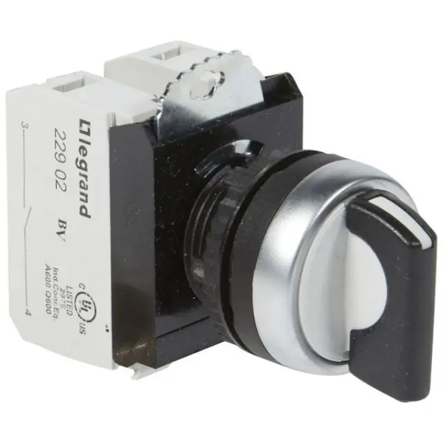Rotary Push Button Handle Osmoz 3-Position Centre Return Black 2NO