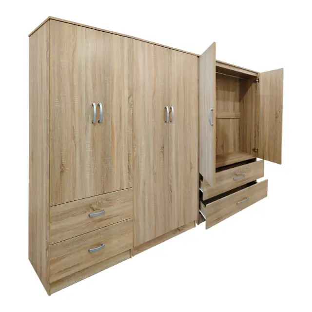 Ντουλάπα εξάφυλλη Athos pakoworld sonoma 240x42x180εκ 2