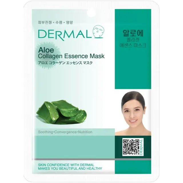 Dermal Collagen Essence Aloe Μάσκα Προσώπου για Καταπράυνση & Θρέψη, 1τεμ