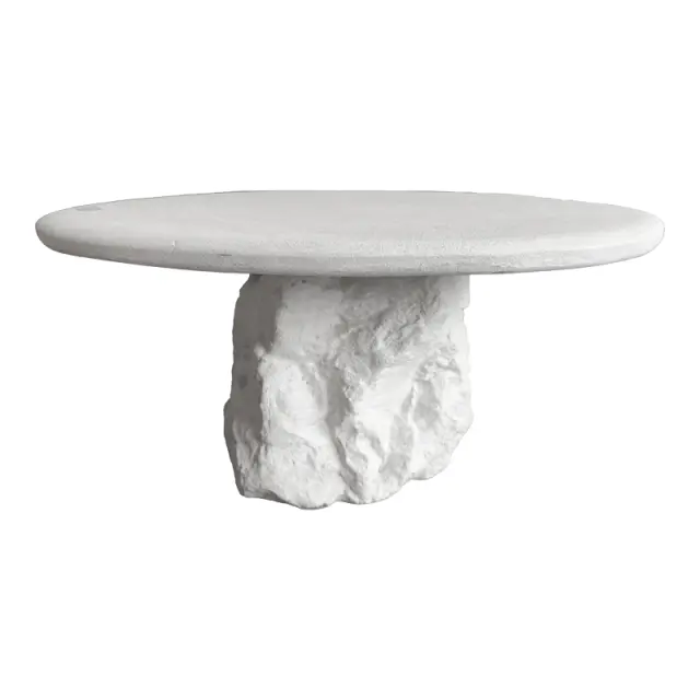 Τραπέζι σαλονιού Zinol pakoworld mdf-polyresin λευκό Φ80x36εκ 2