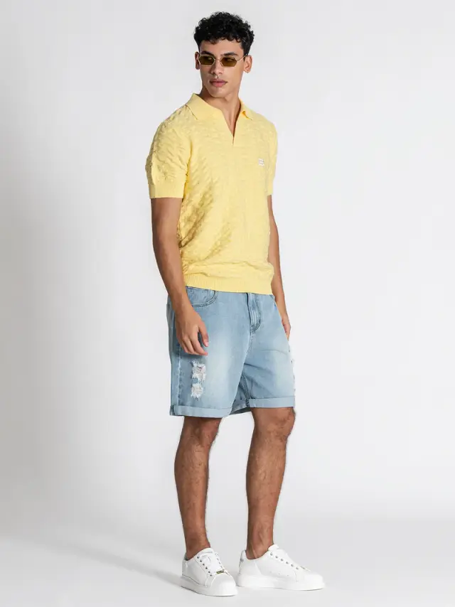 Gianni Kavanagh Ανδρικό GK Πλεκτό Polo Shirt – Yellow - S 3