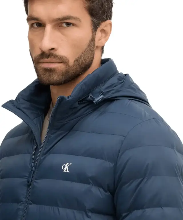 Calvin Klein - Ανδρικό Χειμωνιάτικο Μπουφάν Ls Nyln Md Wt Hdd F LV04RC511G-CEF Μπλε Ναυτικό - XL 3