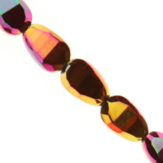 Χάντρα Γυάλινη Πρισματική Teardrop Full Rainbow Burgundy 9x6x4.5mm - 79τεμ