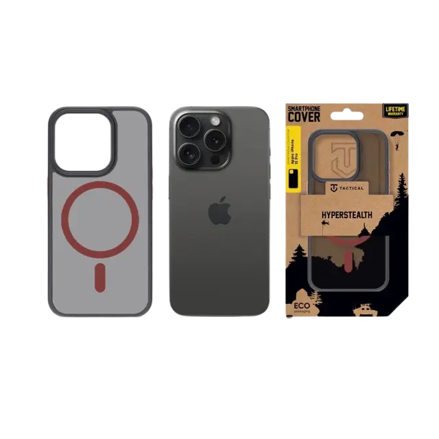 Tactical MagForce Hyperstealth 2.0 Cover for Apple iPhone 15 Pro Black/Red 3