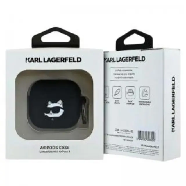 Θήκη Σιλικόνης Karl Lagerfeld Apple AirPods 5/ 4 Choupette Head 3D Μαύρο N70440 2