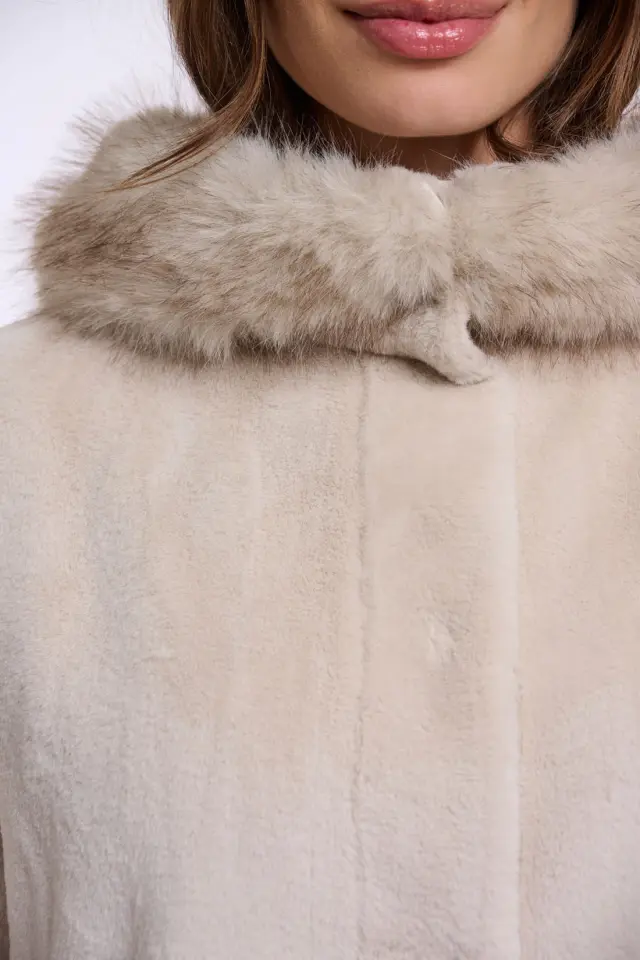 RINO & PELLE “MANS” FAUX FUR COAT (MANS-7002611-ECRU) - 40 3
