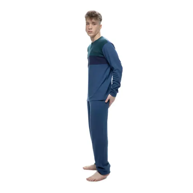 Galaxy Ανδρική Πυτζάμα Classic Tricolore, Χρώμα Κυπαρισσί 2