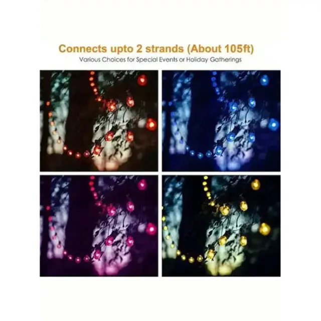 Στεγανή Γιρλάντα Φωτισμού LED 12m με 15 Λάμπες RGB 2