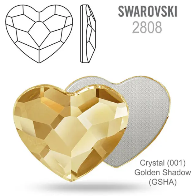 Swarovski 2808 Heart Crystal Golden Shadow 10mm - 2τεμ