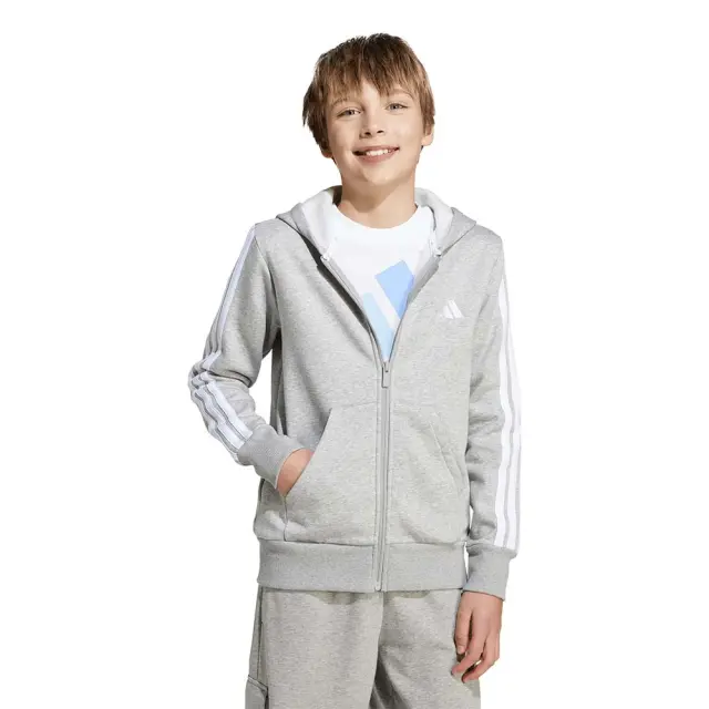adidas Sportswear Kids 3Stripes Fleece Full-Zip Hoodie Γκρι JY4979 (adidas Sportswear)