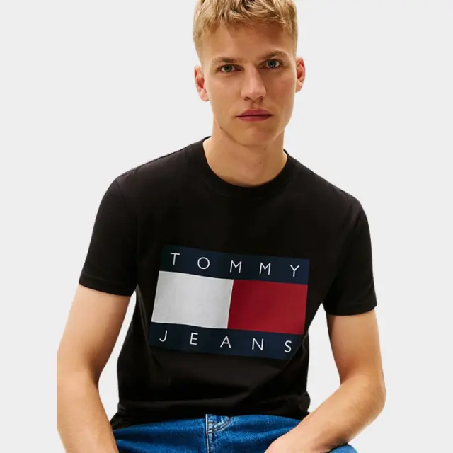 Tommy Hilfiger - Ανδρικό T-Shirt Flag Badge Jersey Regular Fit DM0DM22645-BDS Μαύρο - 2XL 2