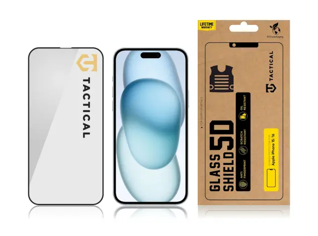 Tactical Glass Shield 5D for Apple iPhone 15/16 Black 2