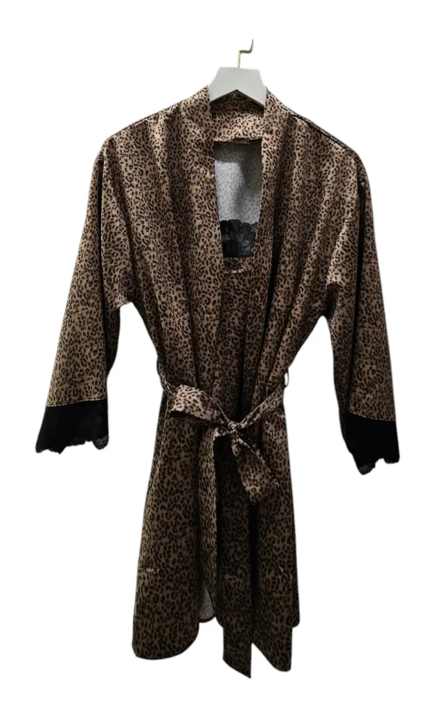 Lida Σετ 3 TMX Πιτζάμα Σατέν Animal Print Black Lace 3