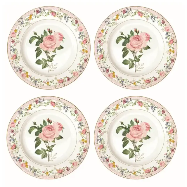 Easy Life Σετ 4 Τεμάχια Πιάτα Γλυκού Πορσελάνης Chant des Roses 19cm Ροζ