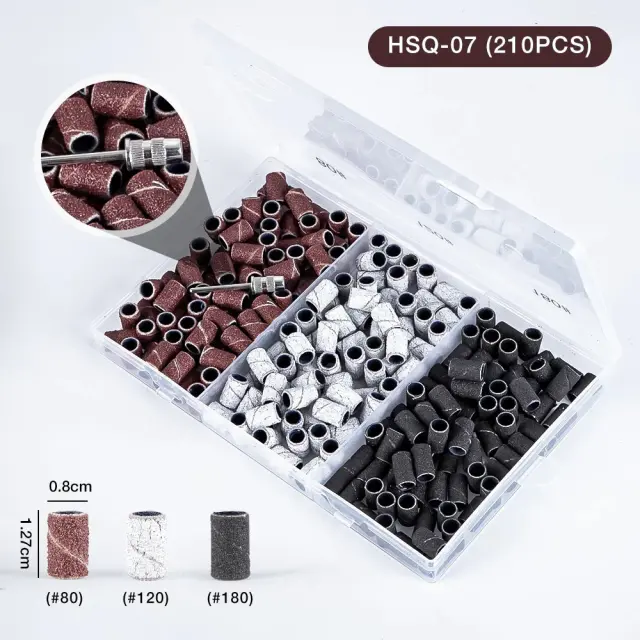Κασετίνα με 210τμχ τροχολιθάκια #80/120/180 - Nail drill bits set sanding band