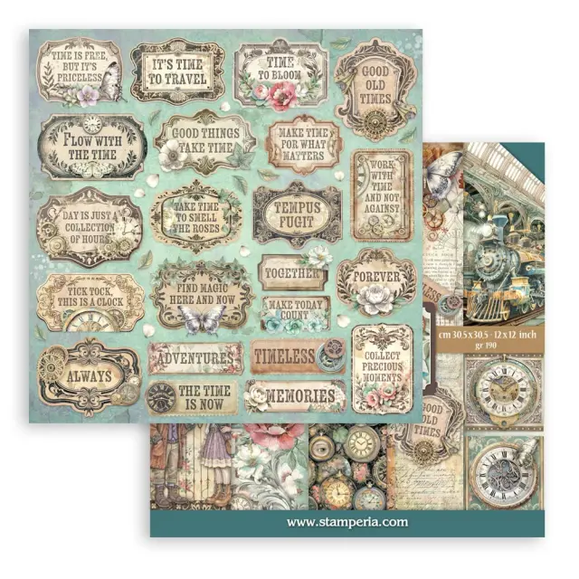 Χαρτιά scrapbooking 10τεμ, 20.3×20.3cm Stamperia, Gardens of Time 3