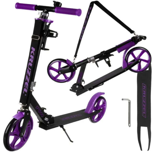 KRUZZEL SPIDOO ΠΑΤΙΝΙ SCOOTER ΑΝΑΔΙΠΛΟΥΜΕΝΟ ΜΕ ΤΡΟΧΟ 200mm ΜΑΥΡΟ/ΜΩΒ 25630