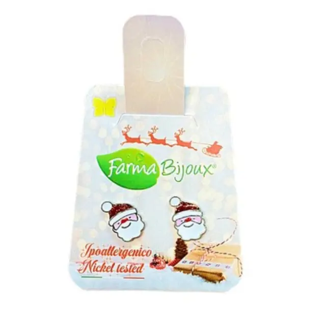 Farma Bijoux Σκουλαρίκια Υποαλλεργικά με Χριστουγεννιάτικο Σχέδιο Άγιος Βασίλης με Glitter , 1 Ζευγάρι 2
