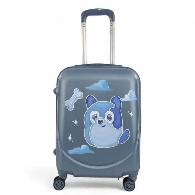 Σκληρή Παιδική Βαλίτσα Καμπίνας PLAYFULBAGS PS219-20 55x40x20cm Γαλάζια με Χειροποίητο Σχέδιο Blue Puppy