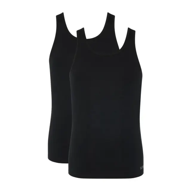 Sloggi Ανδρικό Φανελάκι Τιράντα GO ABC 2.0 H Tank Top - Διπλό Πακέτο, Χρώμα Μαύρο