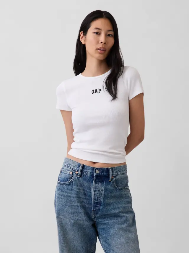 Γυναικεία Μπλούζα Modern Rib με Λογότυπο Gap FRESH WHITE V1 - XS