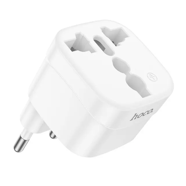 Αντάπτορας Hoco. DC60 Universal (UK, 3C 3Plug, 3C 2Plug, US Plug) σε European Λευκός 3