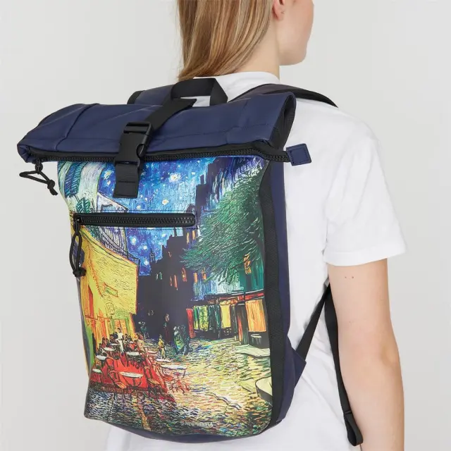 New Rebels Mart Art Roll-Top Backpack (L): Cafe Terrace at Night 2