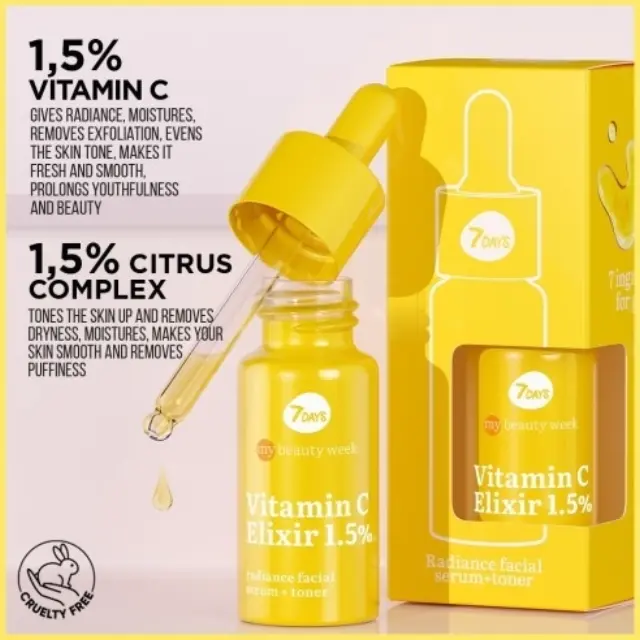 7DAYS MB Vitamin C Elixir 1,5% Radiance Serum Ορός Προσώπου για Λάμψη, 20ml 2