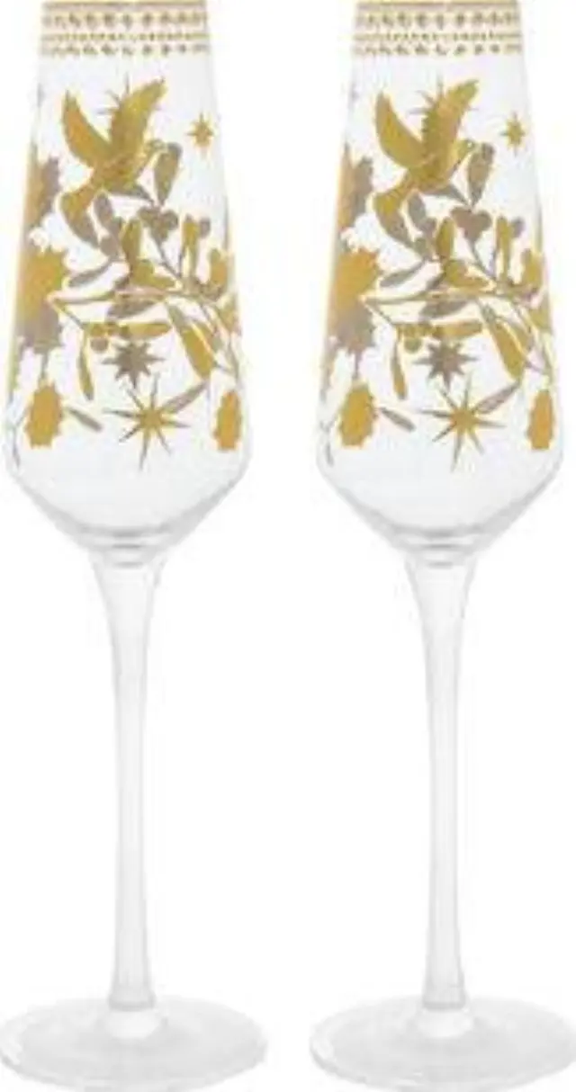 Maxwell & Williams White Christmas Prosecco Glasses Γυάλινα 240ml Σετ 2 Τεμαχίων - Χρυσό