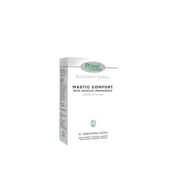 Power Health Platinum Range Mastic Comfort Συμπλήρωμα Διατροφής με Ανθρακικό Ασβέστιο και Μαστίχα Χίου, 15 Μασώμενα Δισκία