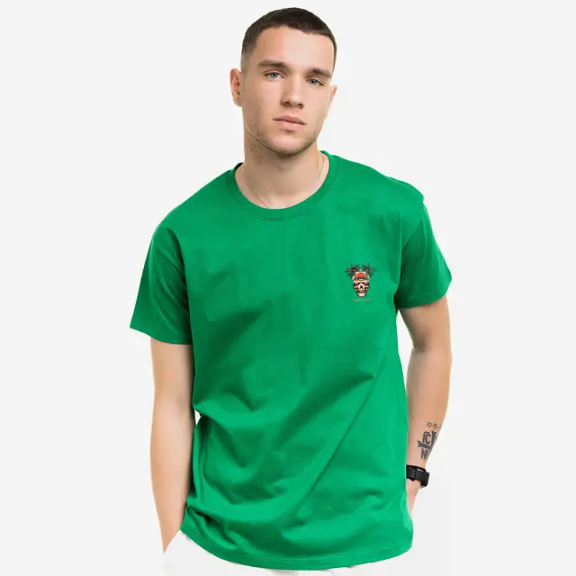 T-shirt Noshame® Πράσινο με τύπωμα Coconut Skull - 132578 - XXL