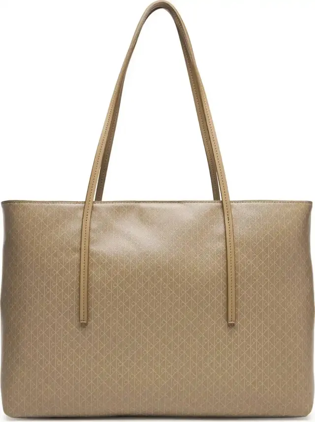 Calvin Klein Γυναικεία Μεγάλη Τσάντα Emblem Αll Over Print Tote With Pouch Μπεζ 3