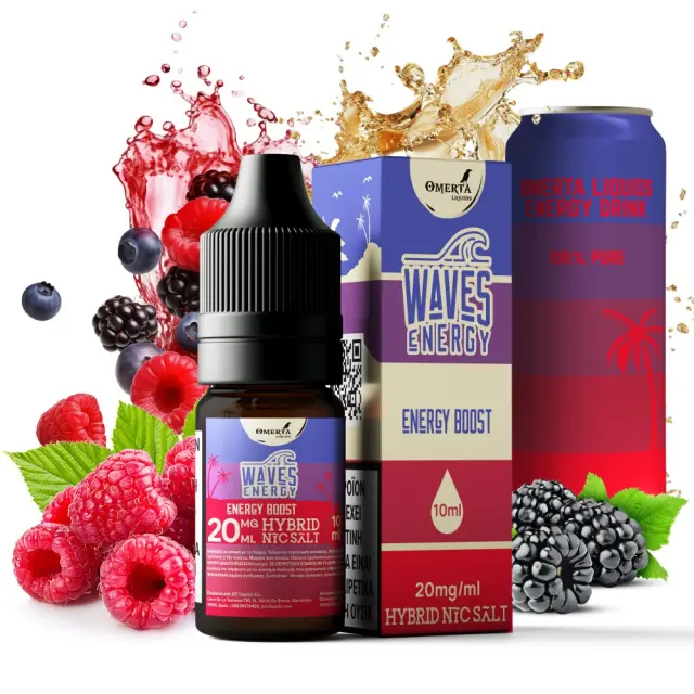 Energy Boost 10ml Hybrid Nic Salt - Waves Energy by Omerta 10mg 2
