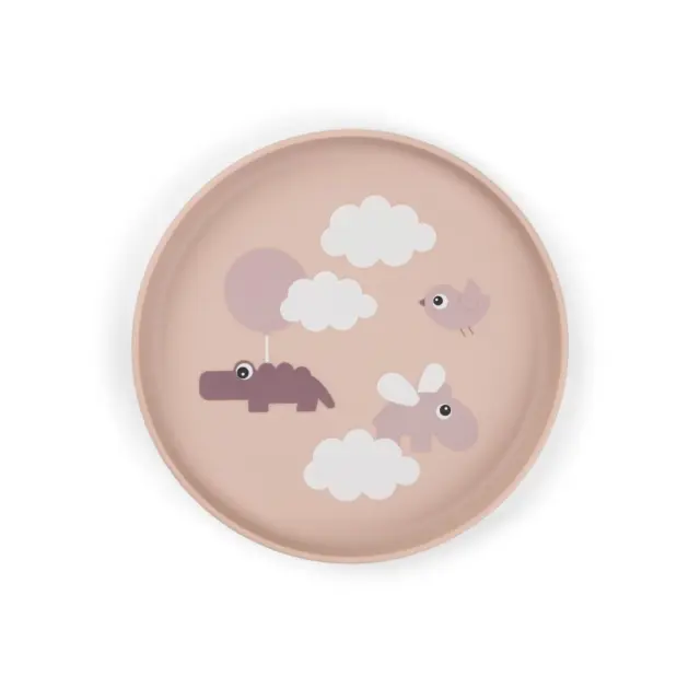 Πιάτο Done By Deer Πλαστικό Με Αντιολισθιτική Βάση Happy Clouds Powder