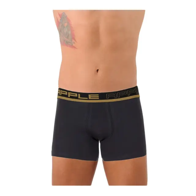 Apple Ανδρικό Boxer Ρίγα Navy Βάση Εξωτερικό Λάστιχο, Χρώμα Χρυσό