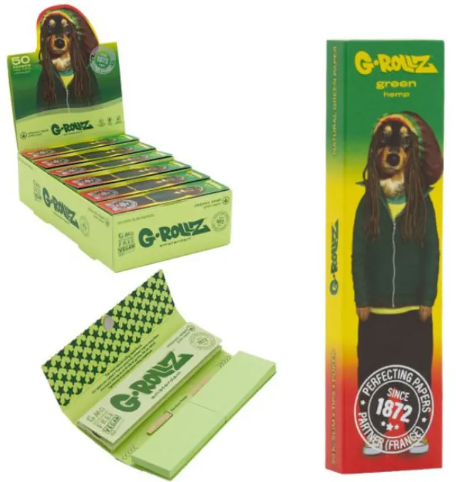 G-Rollz Χαρτάκια Green (Pets Rock Reggae) - King Size Slim 50φ. με Τζιβάνα