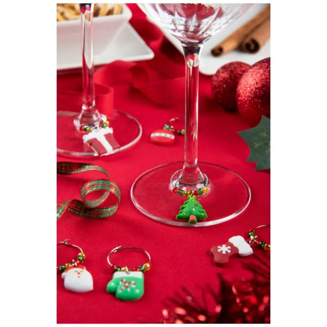 Excelsa Set 6 Christmas Glass Markers (2 σχέδια) Steel & plastic 2