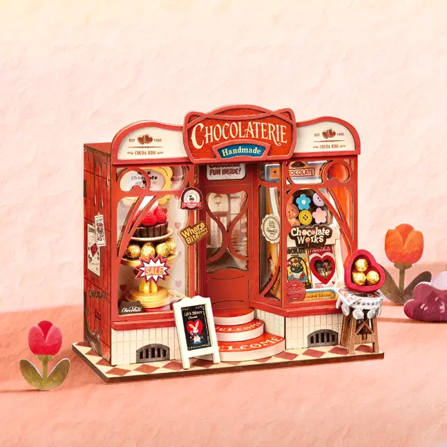 Robotime Rolife Sweet Chocolate Shop DIY Miniature House Μινιατούρα Σοκολατερί 98 τεμ. DS046 2